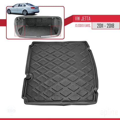 Compatible avec Volkswagen Jetta 6 (Comfortline-Highline) 2011-2018 Flexible Tapis de Coffre Plancher de Chargement Noir