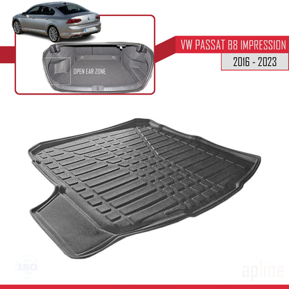 Compatible avec Volkswagen Passat B8 (3G) Impression Post-Facelift 2019-2023 Flexible Tapis de Coffre Plancher de Chargement Noir