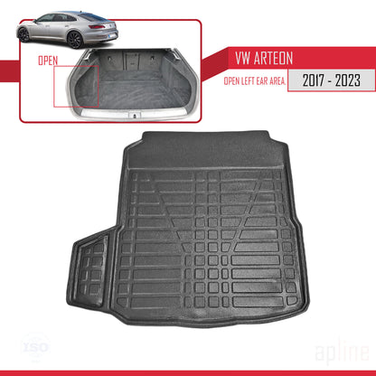 Compatible avec Volkswagen Arteon (3H7) Berline 2017-2023 Flexible Tapis de Coffre Plancher de Chargement Noir