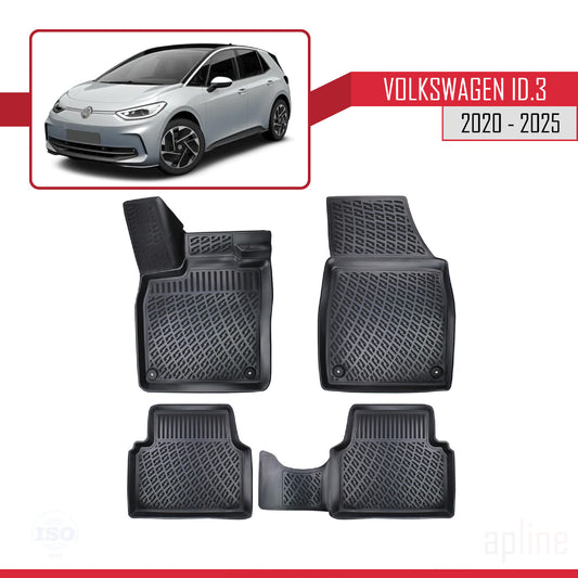 Compatible with Volkswagen ID.3 (Elektrik) 2020-2025 4D Car mats Black