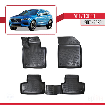 Compatible avec Volvo XC60 II 2017-2025 4D Tapis de Voiture Noir