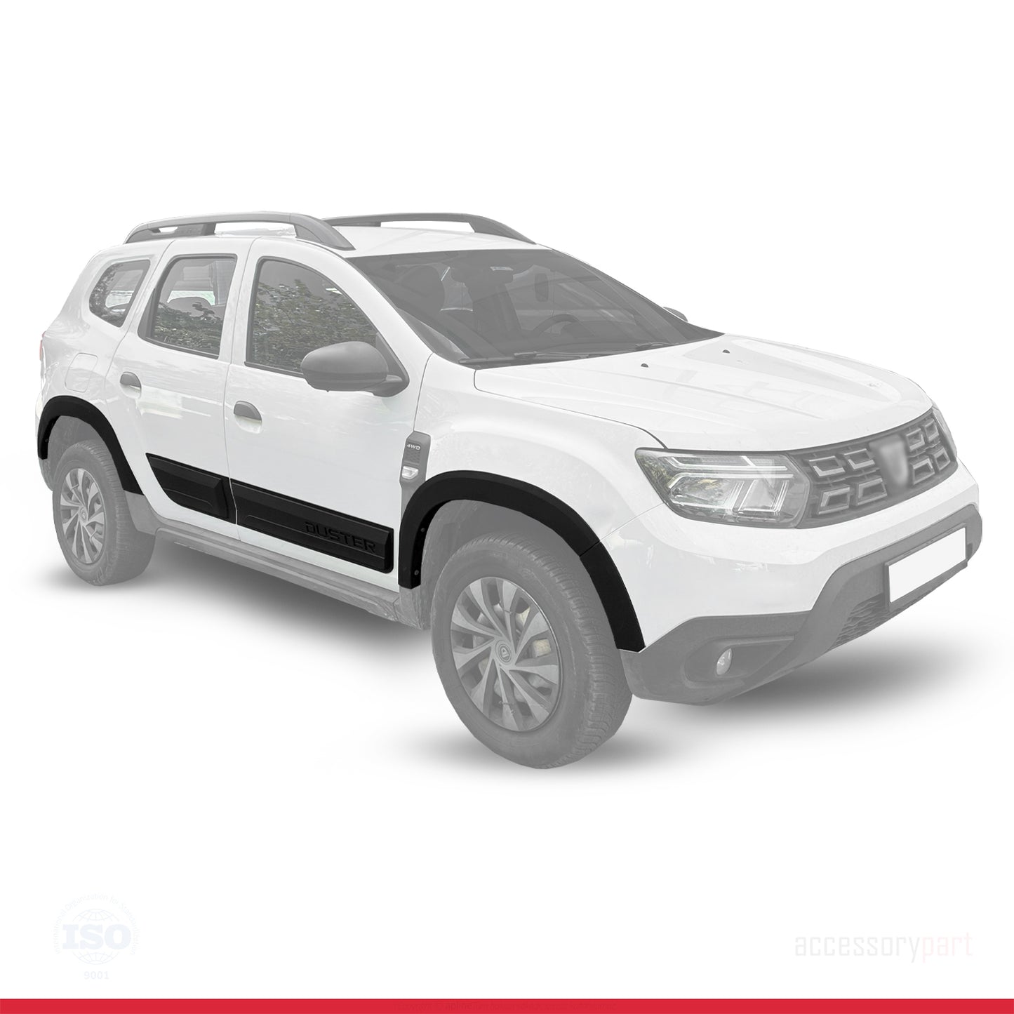 Compatible with Dacia Duster 2018-2024 Fender Wheel arch Protector Mudguard and Bodyguard Side Protection Vehicle Body Protection Kit BLACK
