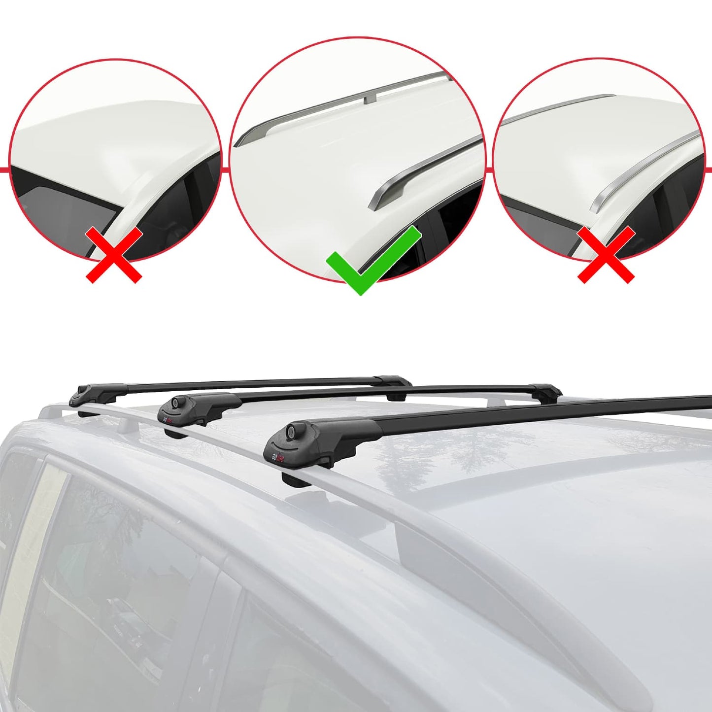 Compatible avec A6 (C6) Allroad 2006-2011 ACE-1 Barres de Toit Railing Porte-Bagages de Voiture Noir Aluminium 3 Barres