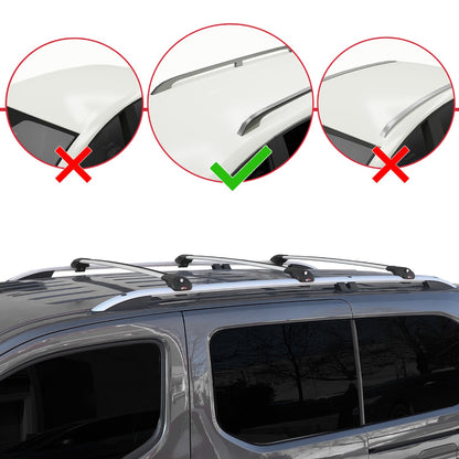 Compatible with Opel Combo E 2019-2022 ACE-1 Car Roof Rack Cross Bar Grey Aluminium 3 Bars