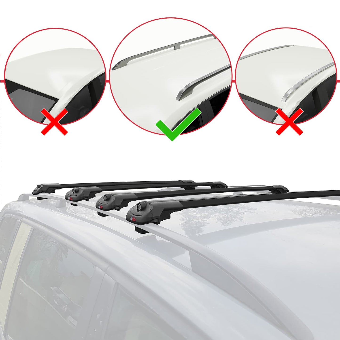 Compatible with Mercedes Vaneo (W414) 2002-2005 ACE-1 Car Roof Rack Cross Bar Black Aluminium 4 Bars