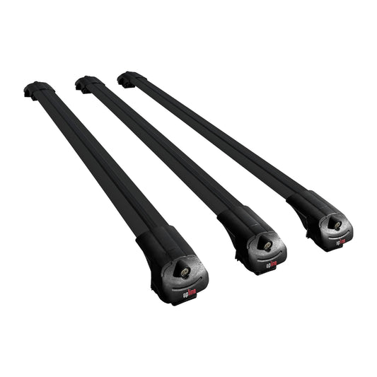 Compatible avec Toyota Land Cruiser Prado (J125) 2007-2009 ACE-1 Barres de Toit Railing Porte-Bagages de Voiture Noir Aluminium 3 Barres