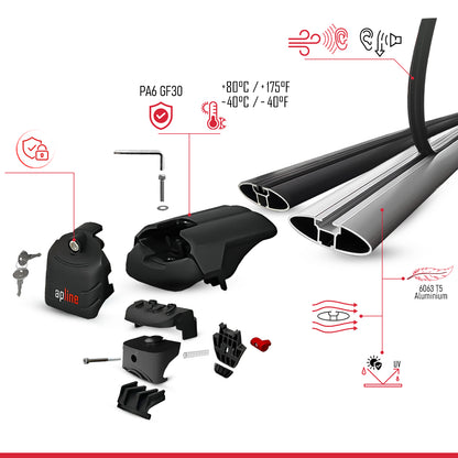 Compatible avec Volkswagen Passat B8 (3G) Variant 2015-2023 ACE-2 modèle Barres de Toit Railing Porte-Bagages de Voiture Noir Aluminium Barres