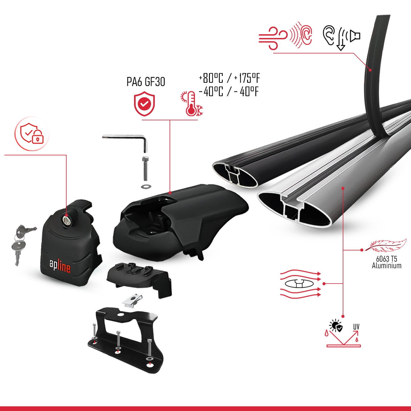 Compatible with Honda CR-V 2 2002-2006 ACE-2 Car Roof Rack Cross Bar Black Aluminium 2 Bars