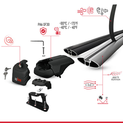Compatible with Honda CR-V 2 2002-2006 ACE-2 Car Roof Rack Cross Bar Black Aluminium 2 Bars