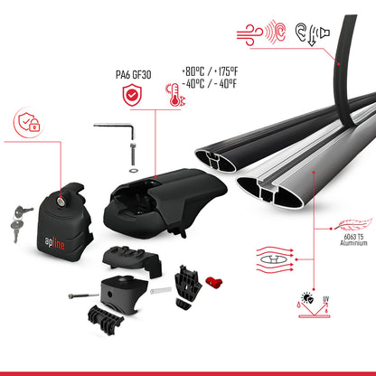Compatible avec Kia Niro (SG2) 2023-2026 ACE-2 modèle Barres de Toit Railing Porte-Bagages de Voiture Noir Aluminium Barres