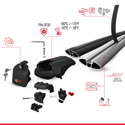 Compatible avec Volkswagen Nivus (CS1) 2021-2026 ACE-2 modèle Barres de Toit Railing Porte-Bagages de Voiture Gris Aluminium Barres