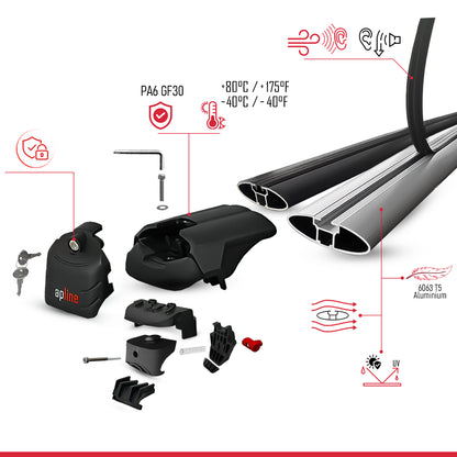 Compatible avec Mitsubishi Outlander (GM) 2022-2026 ACE-2 modèle Barres de Toit Railing Porte-Bagages de Voiture Gris Aluminium Barres