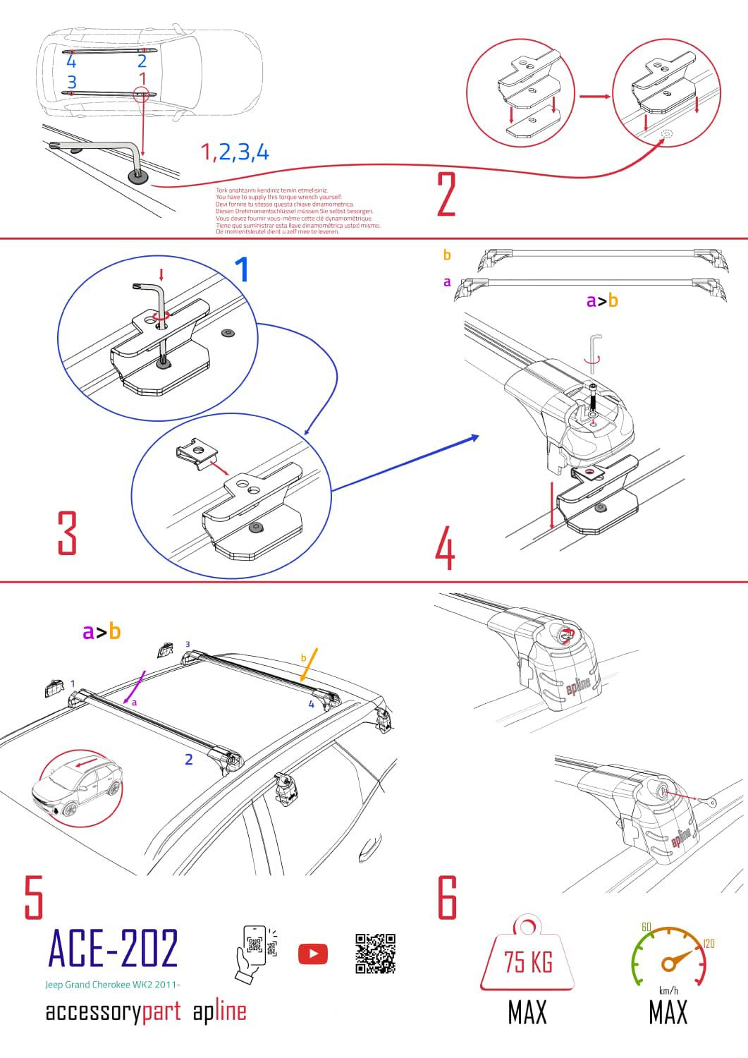 Compatible with Jeep Grand Cherokee 4 (WK2) 2011-2020 ACE-2 Car Roof Rack Cross Bar Grey Aluminium 2 Bars