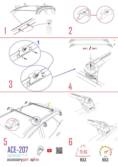 Compatible avec Cadillac Escalade 2015-2020 ACE-2 Barres de Toit Railing Porte-Bagages de Voiture Gris Aluminium 2 Barres
