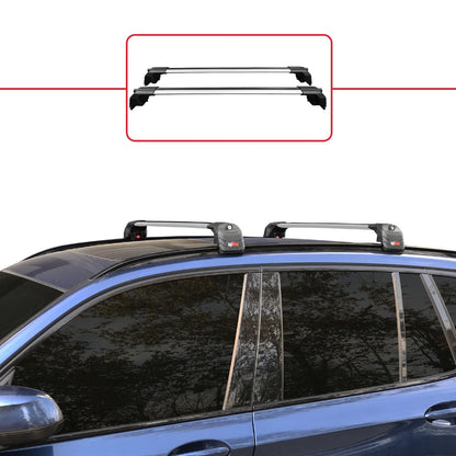 Compatible avec BMW X3 (G01) 2018-2024 ACE-2 Barres de Toit Railing Porte-Bagages de Voiture Gris Aluminium 2 Barres