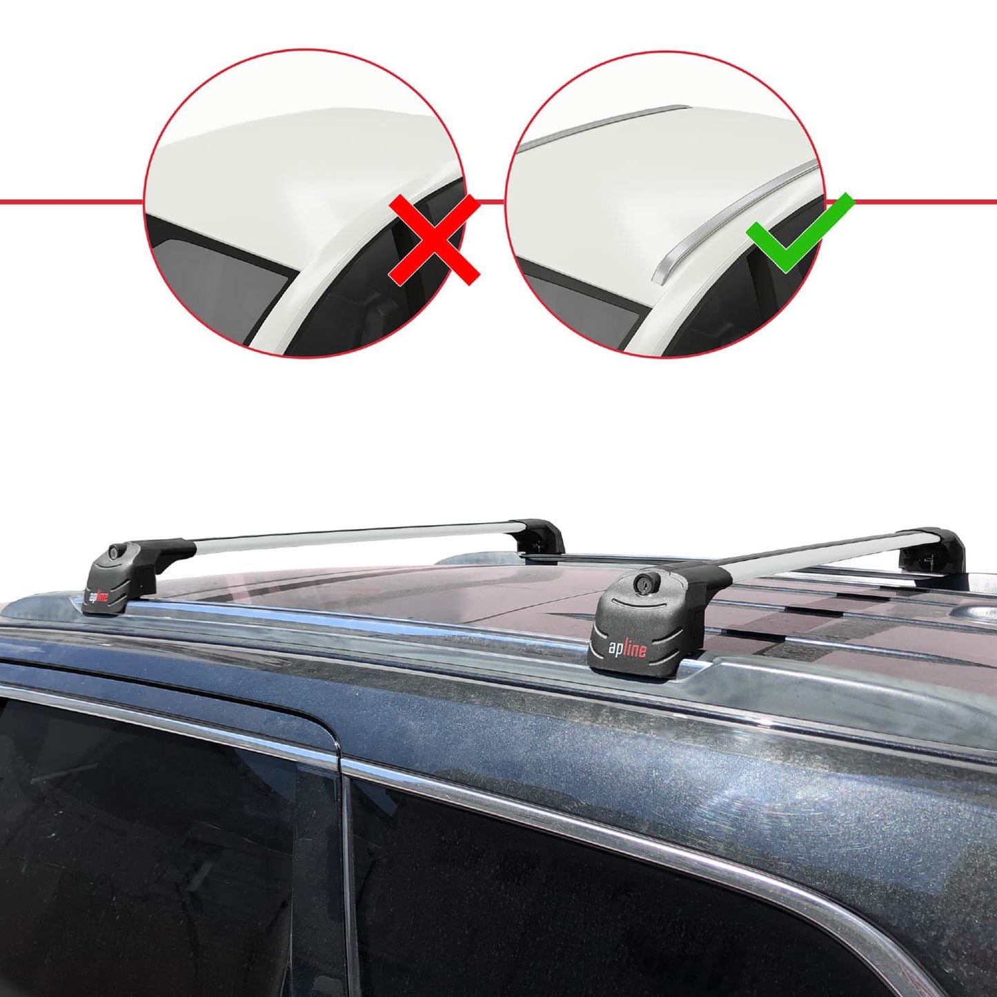 Compatible with Jeep Grand Cherokee 4 (WK2) 2011-2020 ACE-2 Car Roof Rack Cross Bar Grey Aluminium 2 Bars