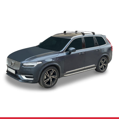 Compatible avec Volvo XC90 II 2015-2026 ACE-2 modèle Barres de Toit Railing Porte-Bagages de Voiture Gris Aluminium Barres