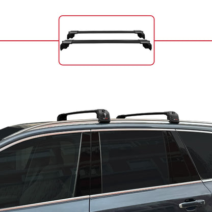 Compatible avec Volvo XC90 II 2015-2025 ACE-2 Barres de Toit Railing Porte-Bagages de Voiture Noir Aluminium 2 Barres