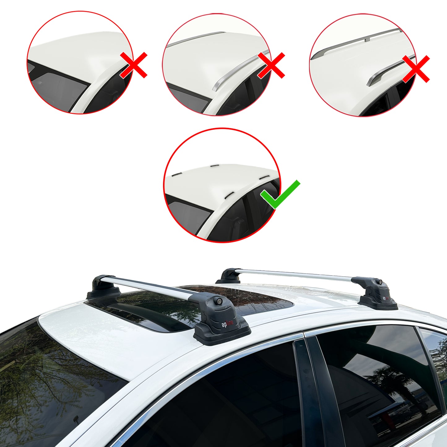 Compatible with BMW 3 Series (E90) 2006-2011 ACE-3 Car Roof Rack Cross Bar Grey Aluminium 2 Bars