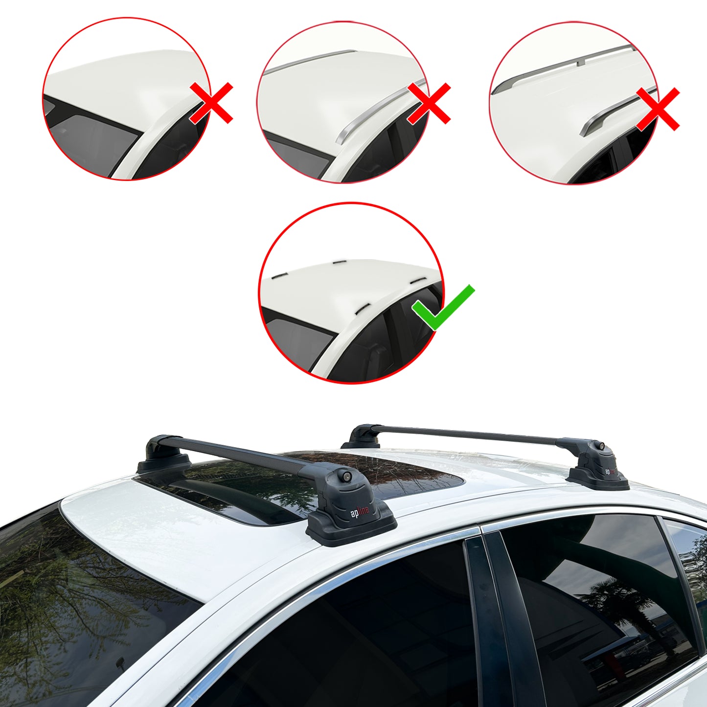 Compatible with BMW 2 Series (F22) 2014-2019 ACE-3 Car Roof Rack Cross Bar Black Aluminium 2 Bars