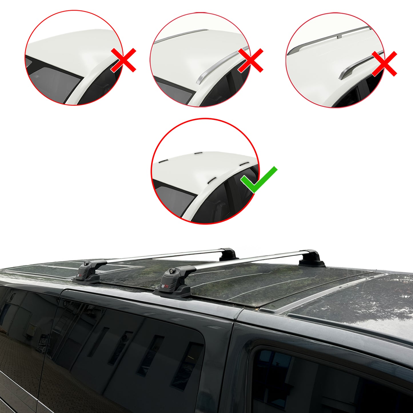 Compatible avec Volkswagen Shuttle (T6) 2016-2022 ACE-3 Barres de Toit Railing Porte-Bagages de Voiture Gris Aluminium 2 Barres