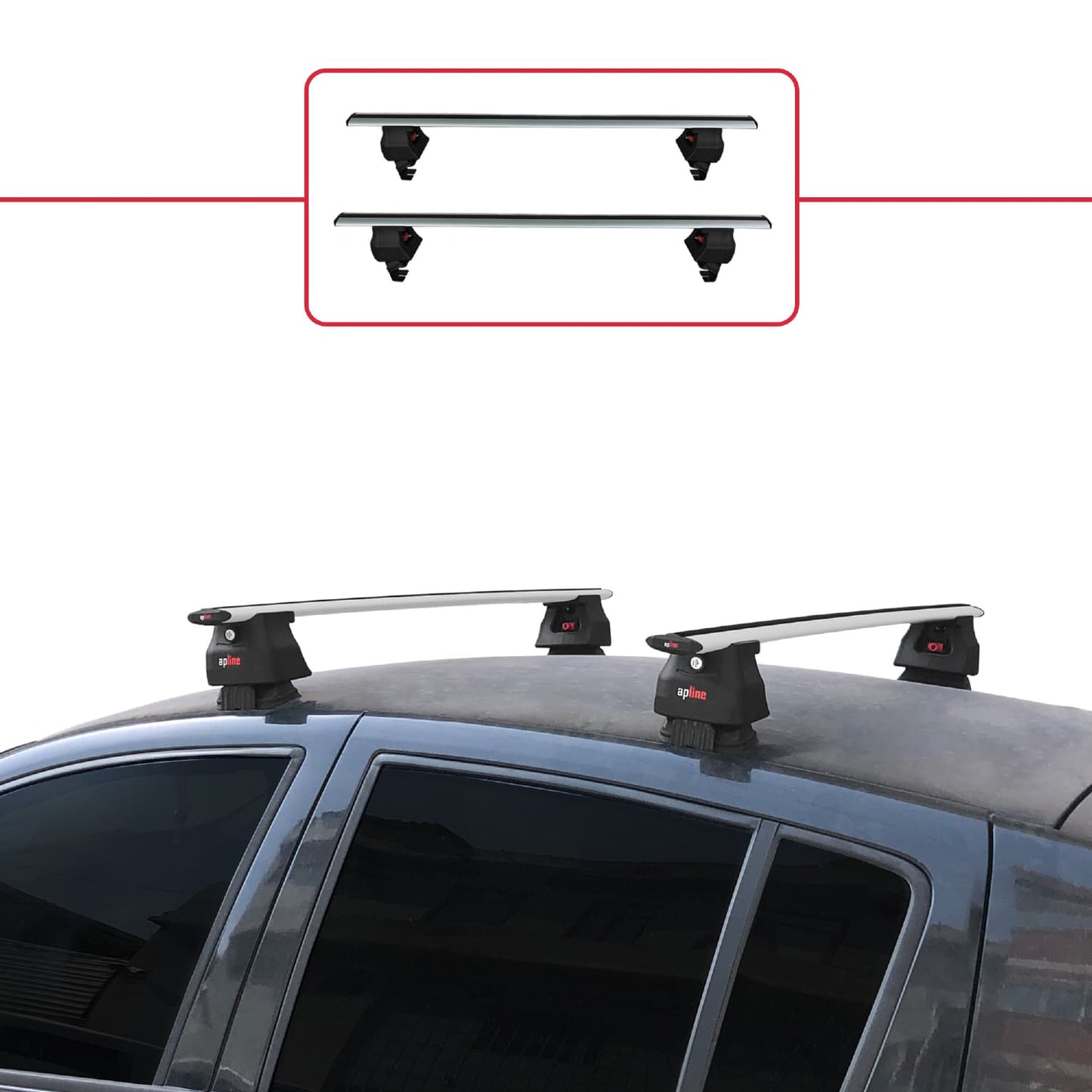 Compatible with Renault Clio 3 2006-2012 ACE-4 Car Roof Rack Cross Bar Grey Aluminium 2 Bars