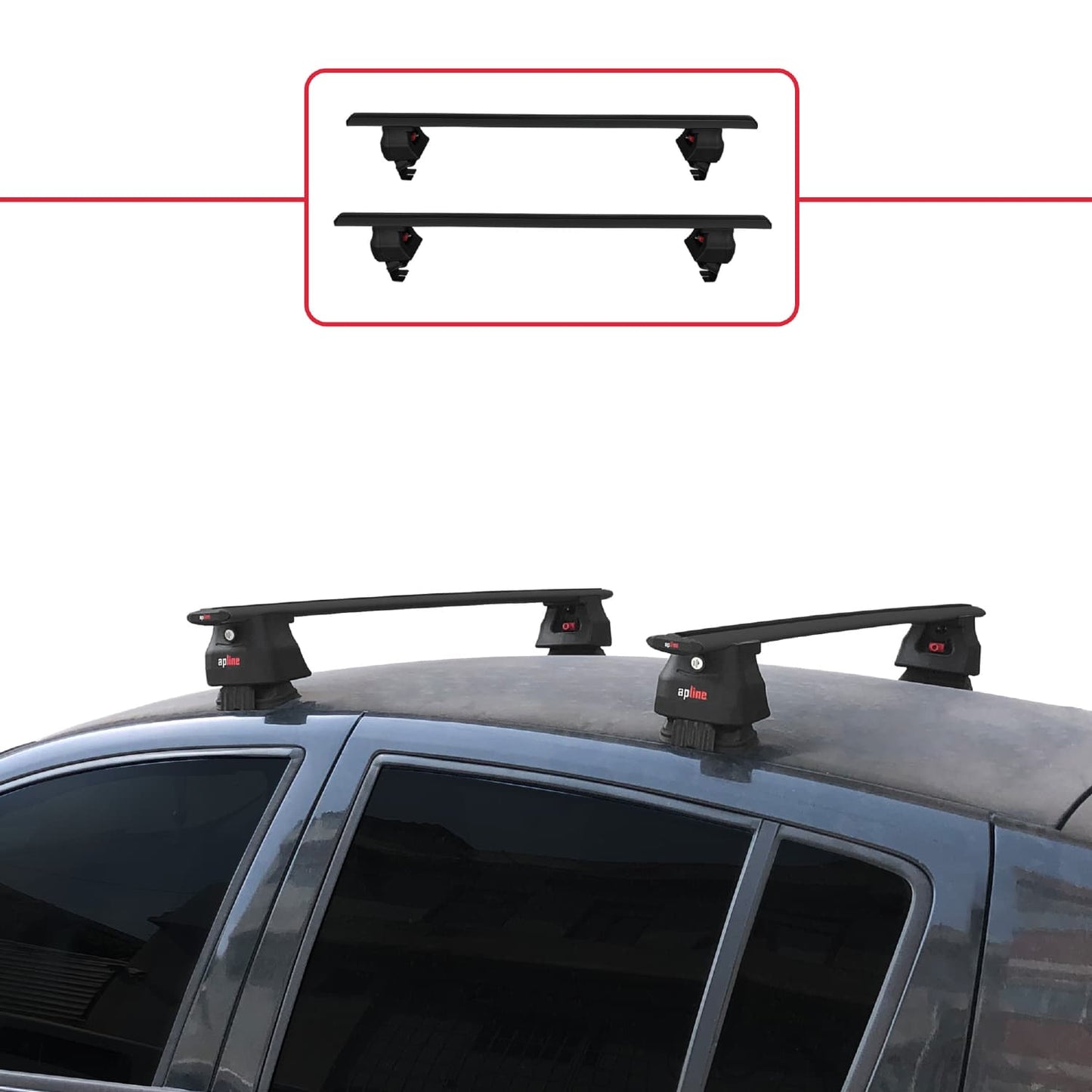 Compatible with Renault Clio 3 2006-2012 ACE-4 Car Roof Rack Cross Bar Black Aluminium 2 Bars