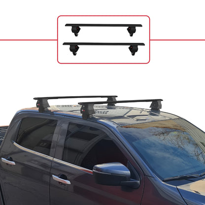 Compatible avec Isuzu D-Max 3 (RG01) 2020-2025 ACE-4 Barres de Toit Railing Porte-Bagages de Voiture Noir Aluminium 2 Barres