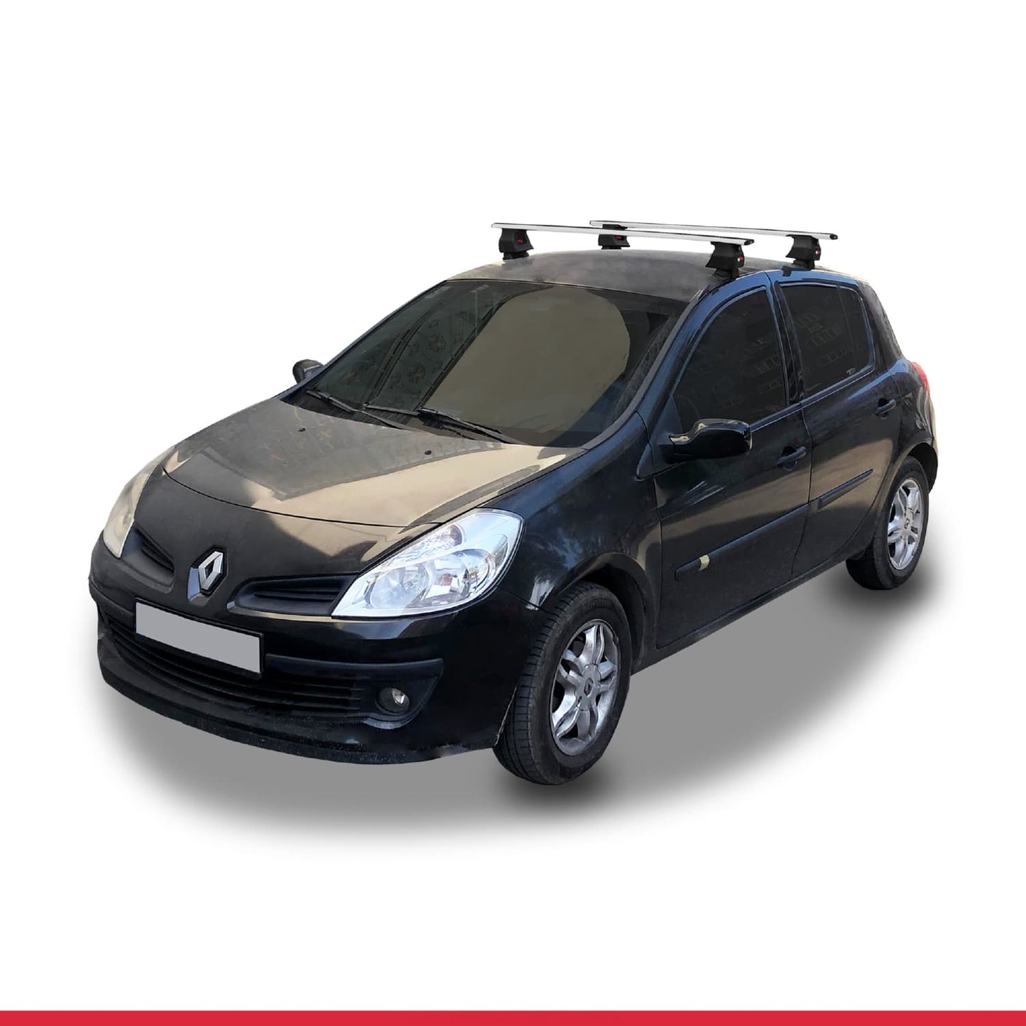 Compatible with Renault Clio 3 2006-2012 ACE-4 Car Roof Rack Cross Bar Grey Aluminium 2 Bars