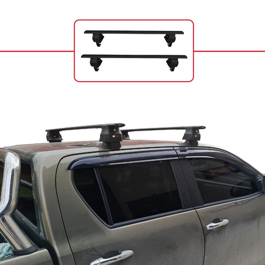 Compatible avec Toyota Hilux 8 (AN130) 2015-2025 ACE-4 Barres de Toit Railing Porte-Bagages de Voiture Noir Aluminium 2 Barres