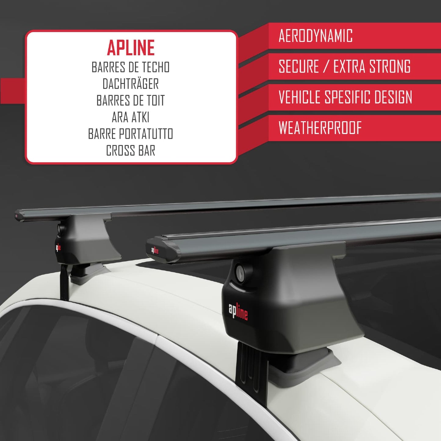 Compatible avec Opel/Vauxhall Insignia 2009-2017 ACE-4 Barres de Toit Railing Porte-Bagages de Voiture Noir Aluminium 2 Barres