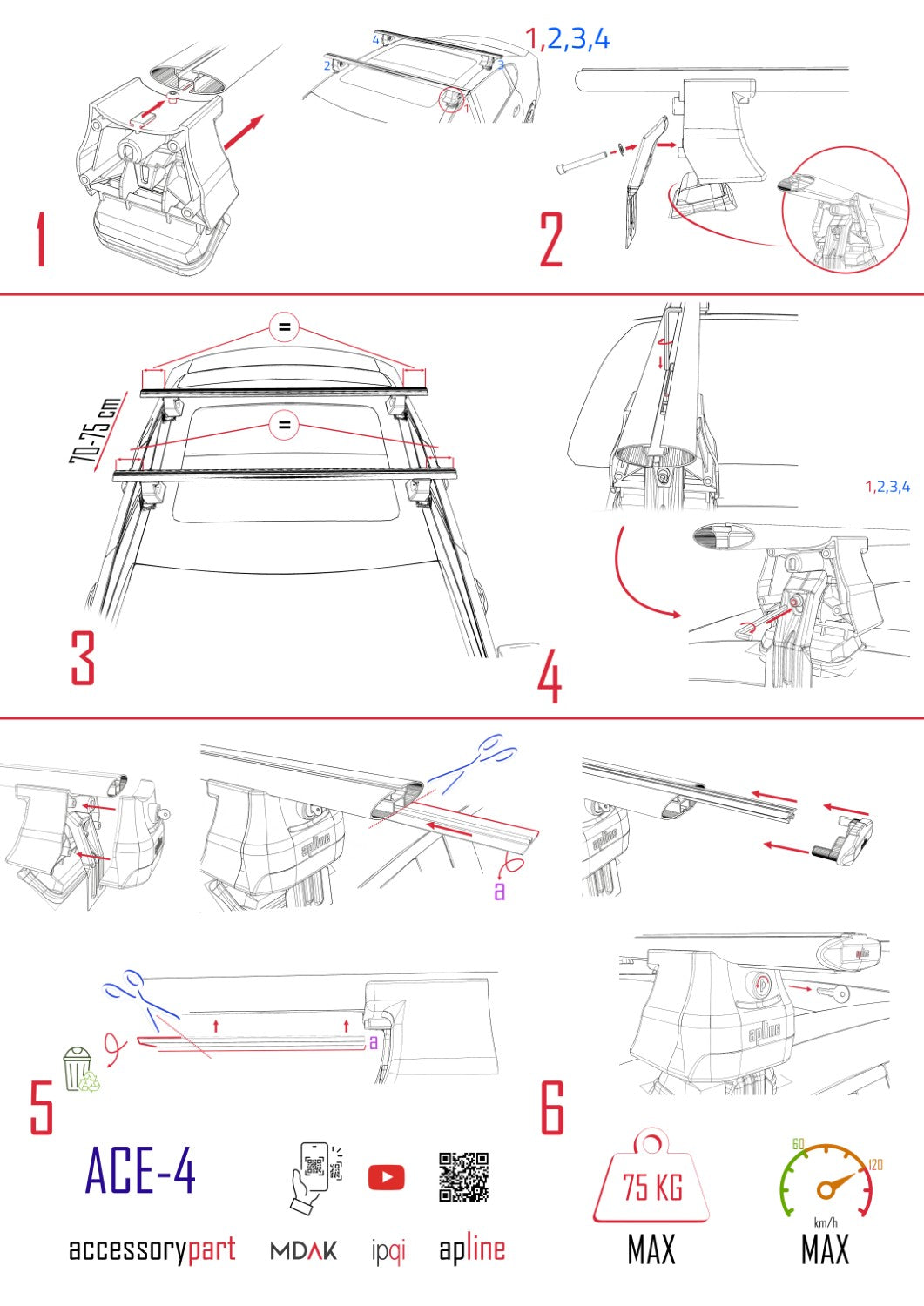 Compatible avec Toyota Yaris 3 (XP130) 2011-2019 ACE-4 Barres de Toit Railing Porte-Bagages de Voiture Gris Aluminium 2 Barres