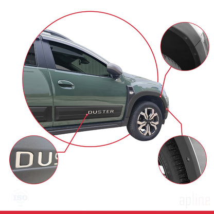 Compatible with Dacia Duster 2018-2024 Fender Wheel arch Protector Mudguard and Bodyguard Side Protection Vehicle Body Protection Kit BLACK
