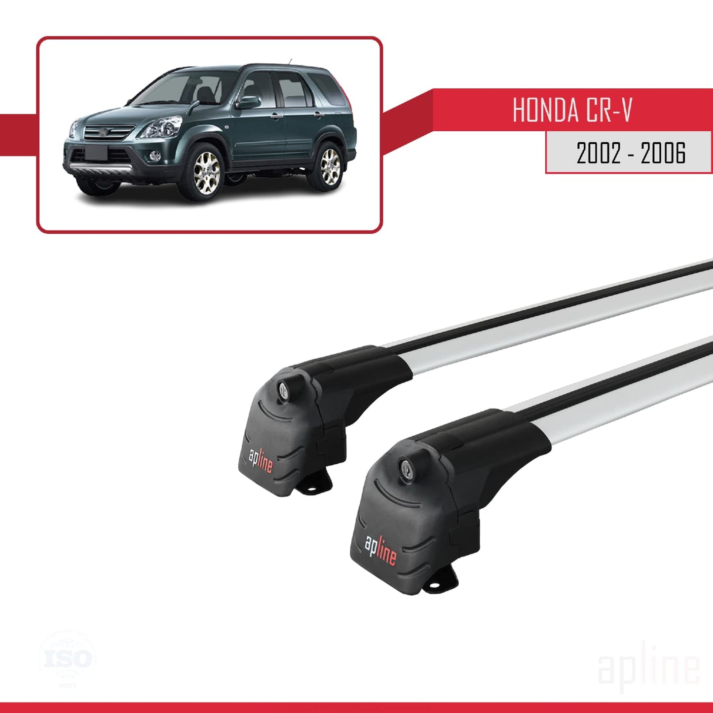 Compatible avec Honda CR-V 2 2002-2006 ACE-2 Barres de Toit Railing Porte-Bagages de Voiture Gris Aluminium 2 Barres