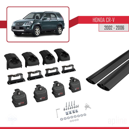 Compatible avec Honda CR-V 2 2002-2006 ACE-2 Barres de Toit Railing Porte-Bagages de Voiture Noir Aluminium 2 Barres