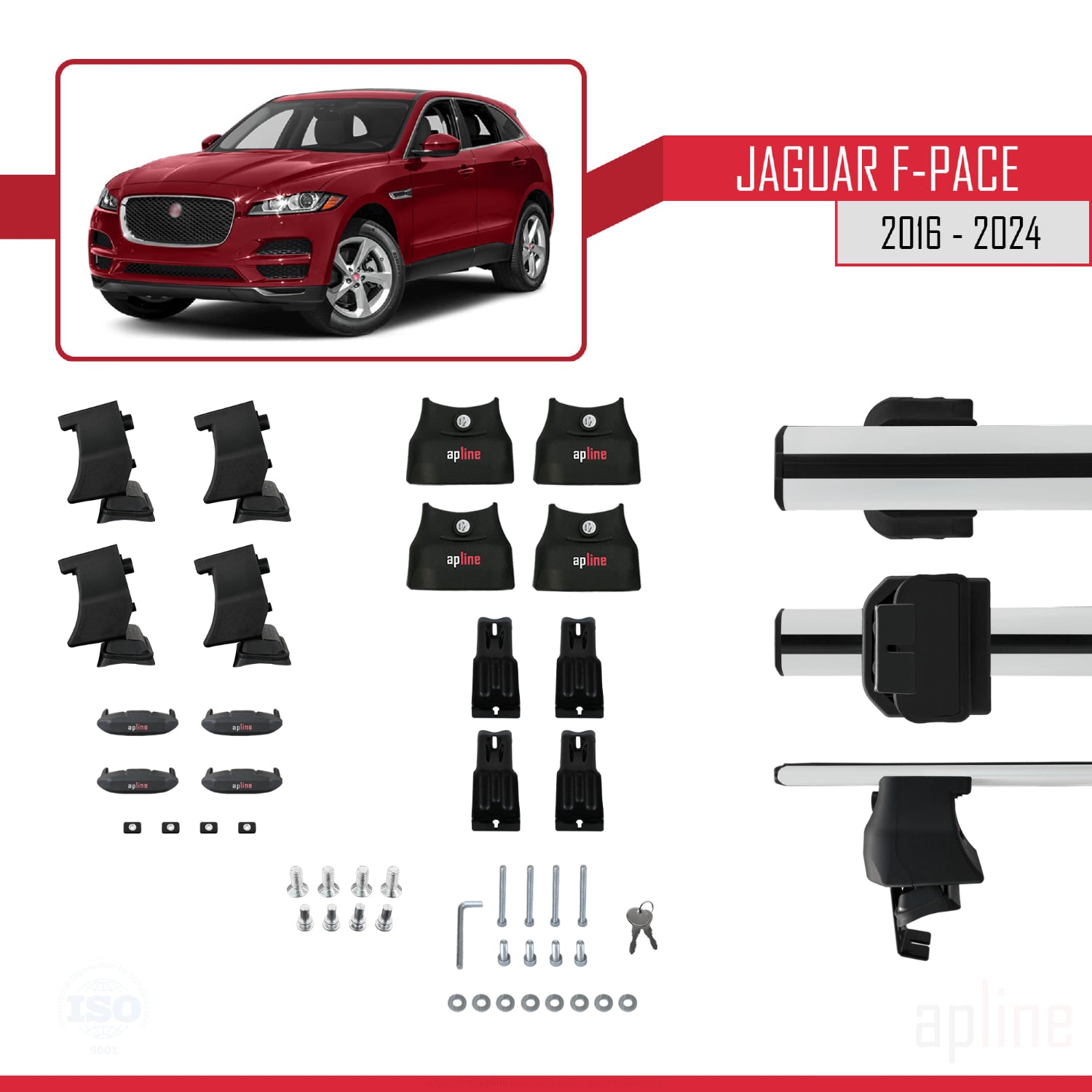 Compatible avec Jaguar F-Pace (X761) 2016-2025 ACE-4 Barres de Toit Railing Porte-Bagages de Voiture Gris Aluminium 2 Barres
