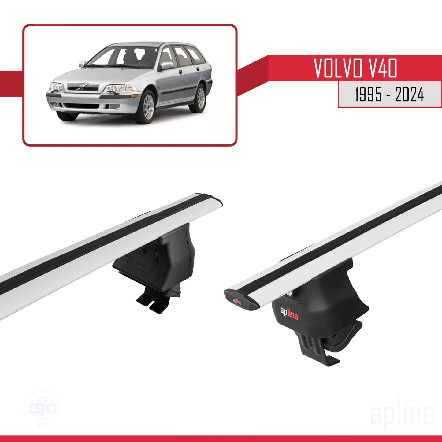 Compatible avec Volvo V40 1995-2004 ACE-4 Barres de Toit Railing Porte-Bagages de Voiture Gris Aluminium 2 Barres