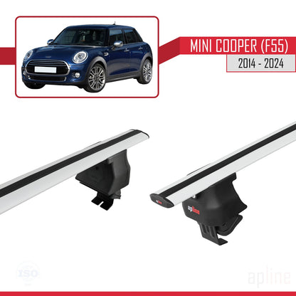 Compatible avec Mini Cooper (F55) 2014-2024 ACE-4 Barres de Toit Railing Porte-Bagages de Voiture Gris Aluminium 2 Barres