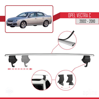 Compatible with Opel Vectra C 2002-2010 ACE-4 Car Roof Rack Cross Bar Grey Aluminium 2 Bars