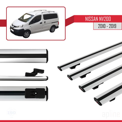 Compatible avec Nissan NV200 (M20) 2010-2019 Gri BASIC Model Barres de Toit Railing Porte-Bagages de Voiture Gris Aluminium 4 Barres