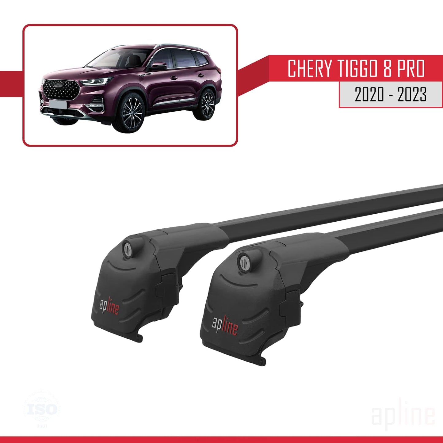Compatible with Chery Tiggo 8 Pro 2020-2023 ACE-2 Car Roof Rack Cross Bar Black Aluminium 2 Bars