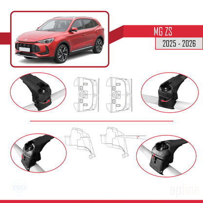 Compatible avec MG ZS 2025-2026 ACE-2 Barres de Toit Railing Porte-Bagages de Voiture Noir Aluminium 2 Barres