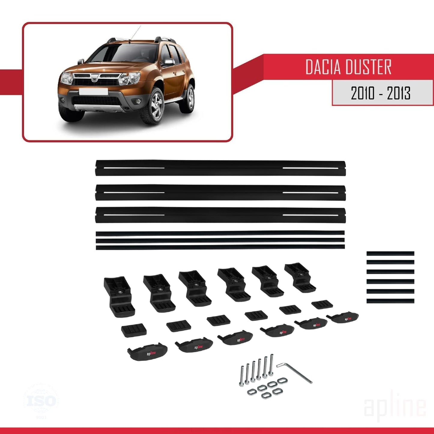 Compatible avec Dacia Duster (HS) Pre-Facelift 2010-2013 BASIC Model Barres de Toit Railing Porte-Bagages de Voiture Noir Aluminium 3 Barres