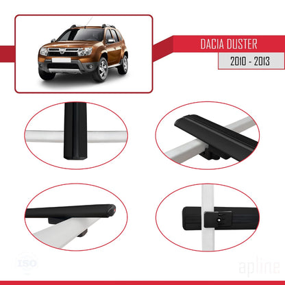 Compatible avec Dacia Duster (HS) Pre-Facelift 2010-2013 BASIC Model Barres de Toit Railing Porte-Bagages de Voiture Noir Aluminium 3 Barres