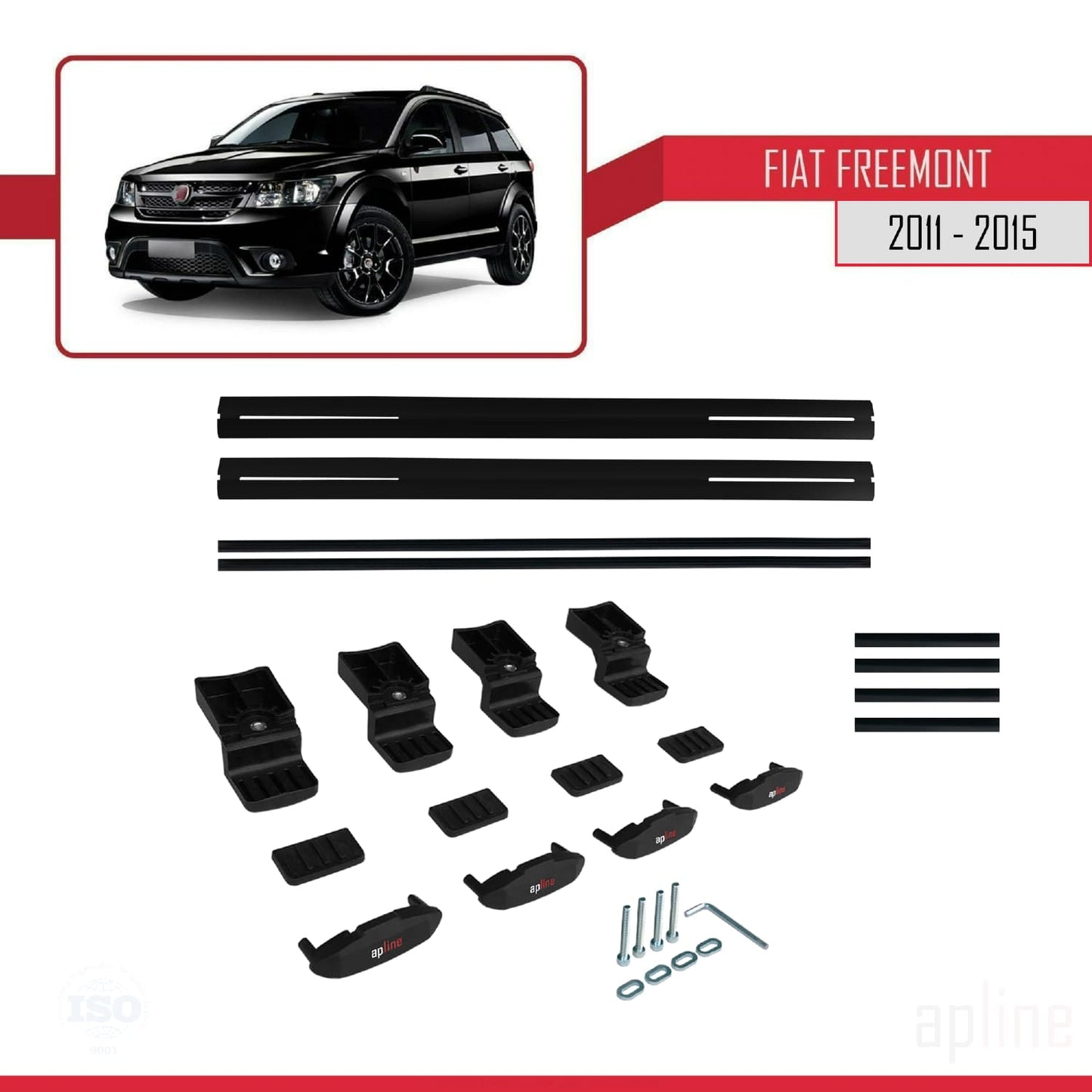 Compatible avec Fiat Freemont 2011-2015 BASIC Model Barres de Toit Railing Porte-Bagages de Voiture Noir Aluminium 2 Barres