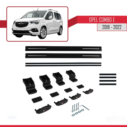 Compatible avec Opel Combo E 2019-2022 BASIC Model Barres de Toit Railing Porte-Bagages de Voiture Noir Aluminium 2 Barres