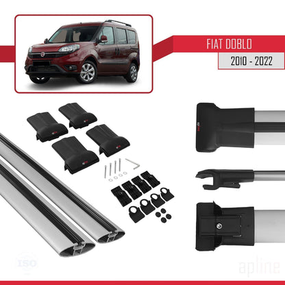 Compatible avec Fiat Doblo 2 2010-2022 FLY Model Barres de Toit Railing Porte-Bagages de Voiture Gris Aluminium 2 Barres