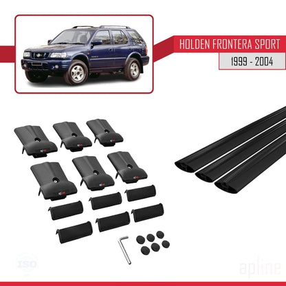 Compatible avec Holden Frontera Sport 2 1999-2004 FLY Model Barres de Toit Railing Porte-Bagages de Voiture Noir Aluminium 3 Barres