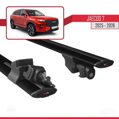 Compatible avec JAECOO 7 2025-2026 HOOK Model Barres de Toit Railing Porte-Bagages de Voiture Noir Aluminium 2 Barres