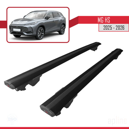 Compatible avec MG HS 2025-2026 HOOK Model Barres de Toit Railing Porte-Bagages de Voiture Noir Aluminium 2 Barres